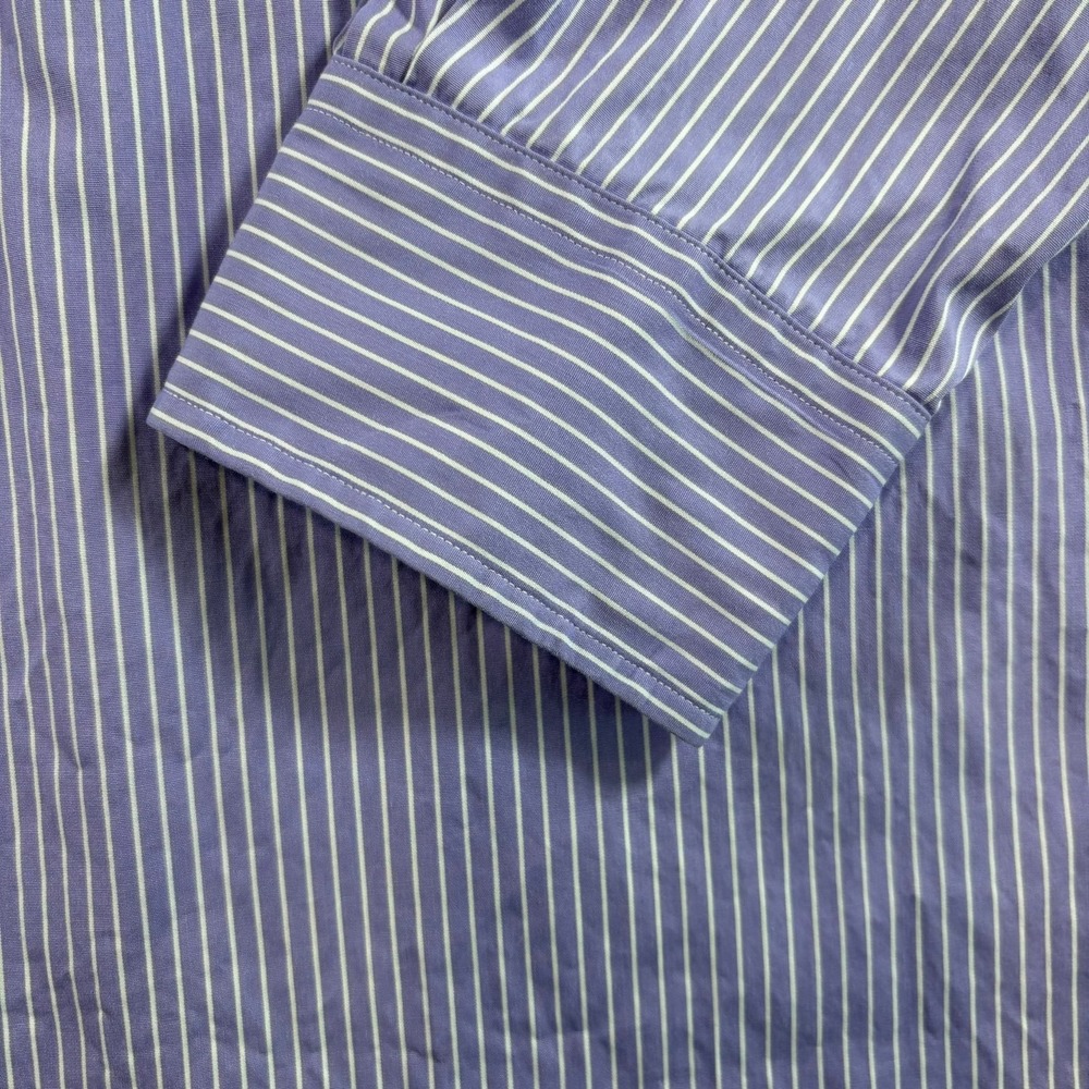 Polo Ralph Lauren Button Down Mens 16.5 32/33 Purple White Striped Classic Fit - Picture 9 of 11